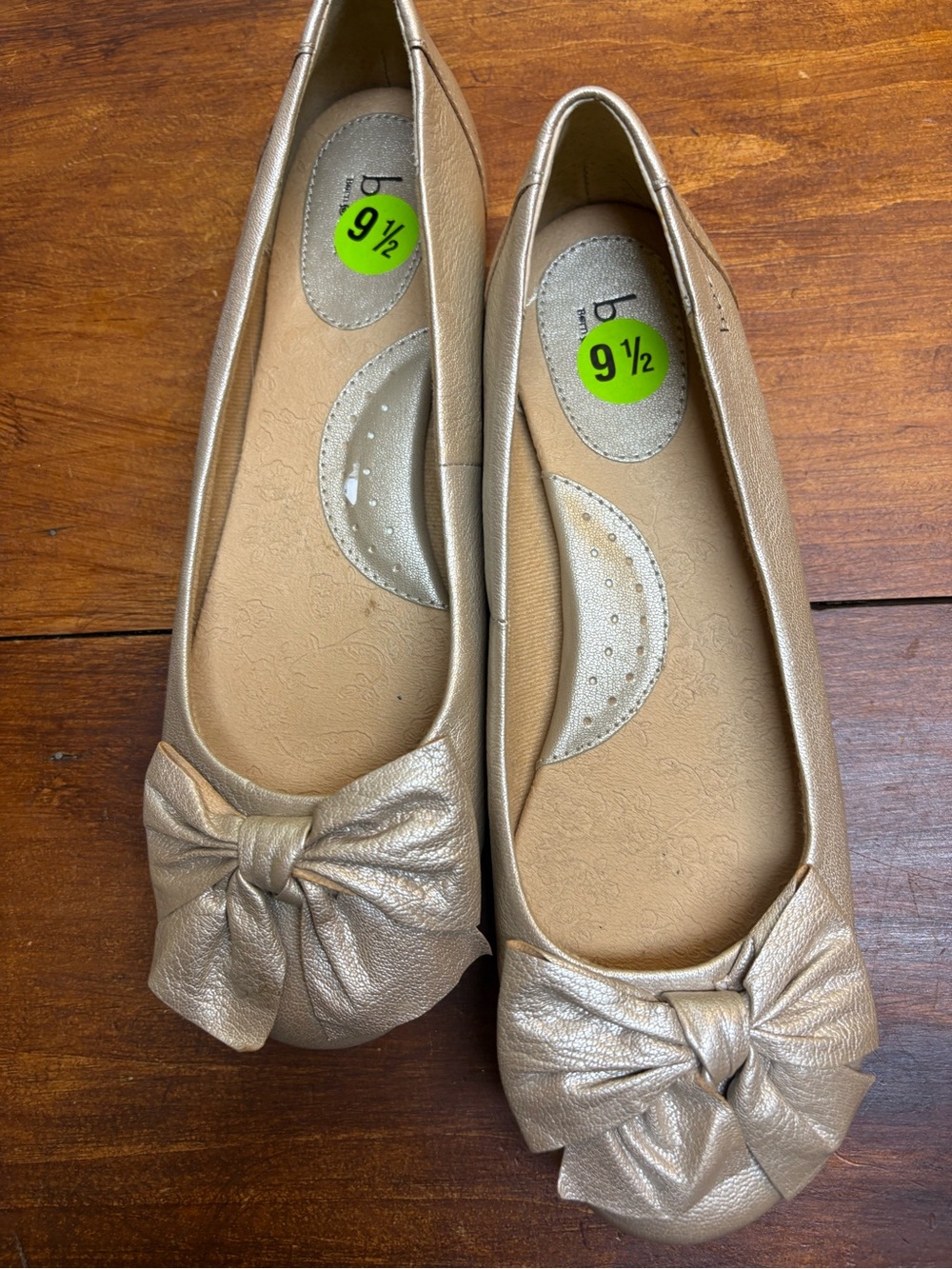 boc Metallic Gold Bow Ballet Flats 9.5 New
